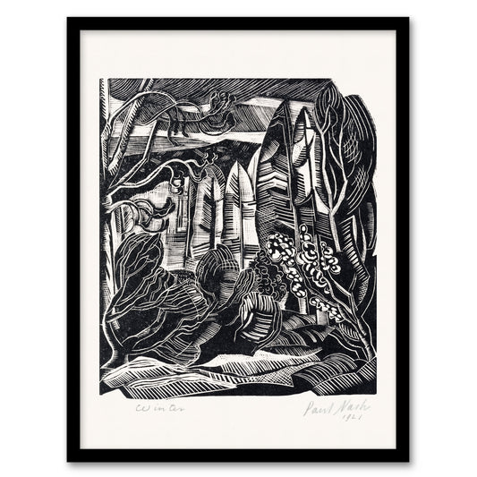 Paul Nash Framed Wall Art Winter in Hampden Black White Landscape Home Décor