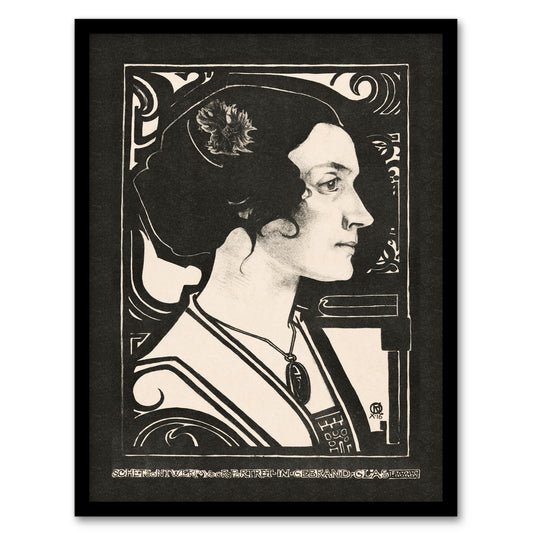 Richard Roland Holst Framed Wall Art Woman Stained Glass Sketch Portrait