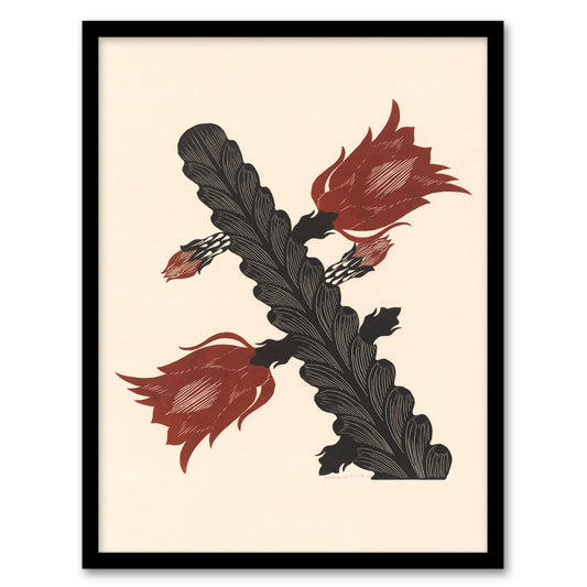 Samuel J De Mesquita Framed Wall Art Print Stylised Blooming Cactus Home Décor