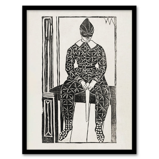 Samuel J De Mesquita Framed Wall Art Print Harlequin Clown Portrait Home Décor