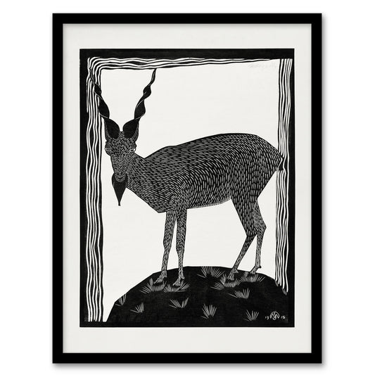 Samuel J De Mesquita Framed Wall Art Print Stylised Markhor Goat Home Décor