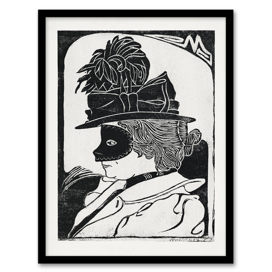 Samuel J De Mesquita Framed Wall Art Print Pierrette Woman With Mask Home Décor