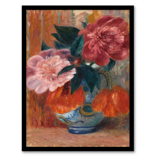 William James Glackens Framed Wall Art Tulips and Peonies in Pitcher Home Décor