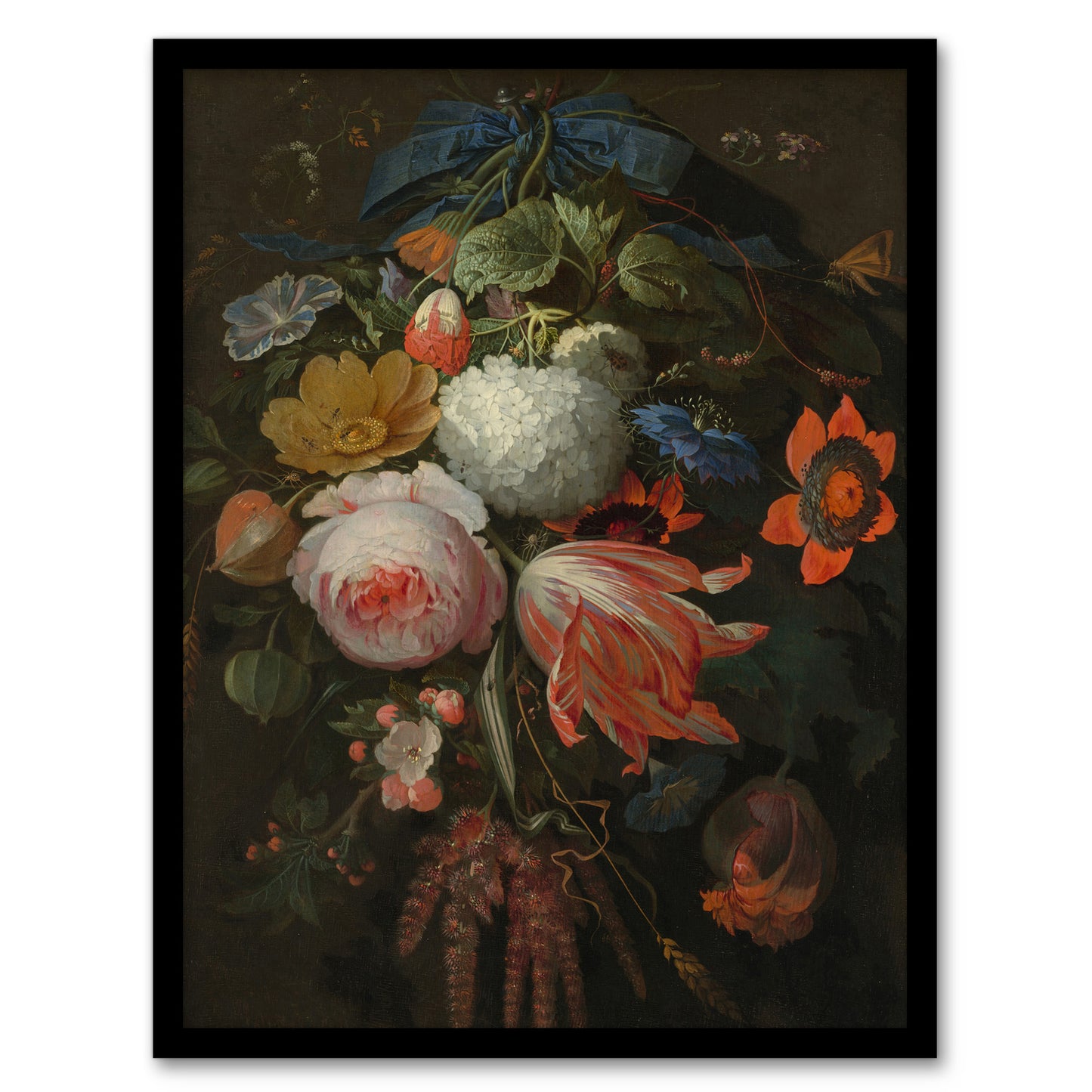 Hanging Bouquet of Flowers Abraham Mignon Framed Wall Art Print