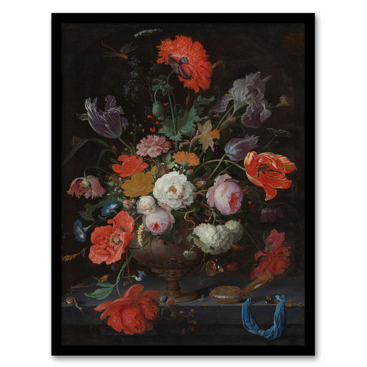 Still Life with Flowers and a Watch Mignon Framed Wall Art Print