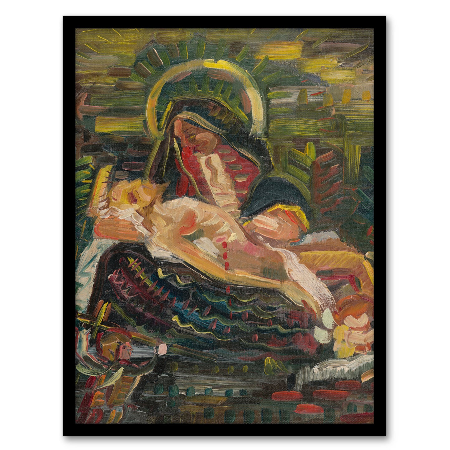 Pieta Virgin Mary and Christ Kubincan Framed Wall Art Print