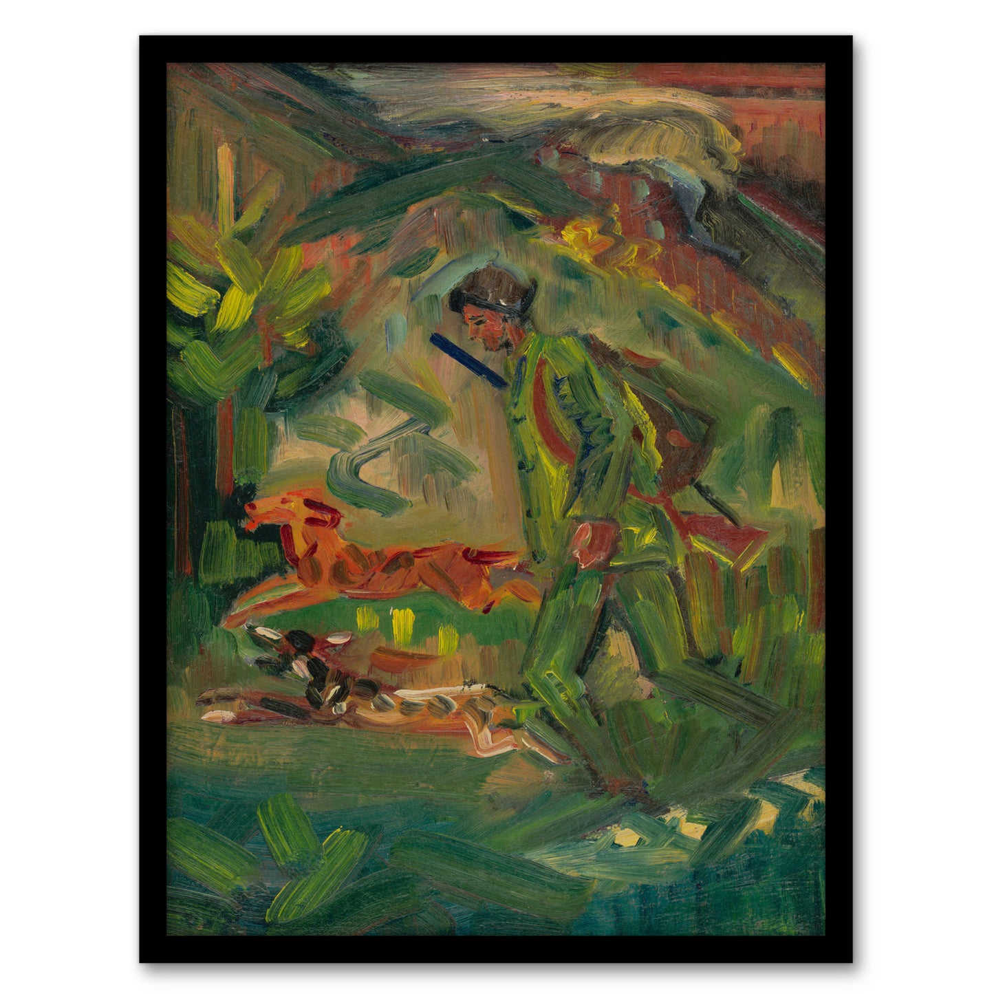 Walking Hunter Huntsman With Dogs Kubincan Framed Wall Art Print