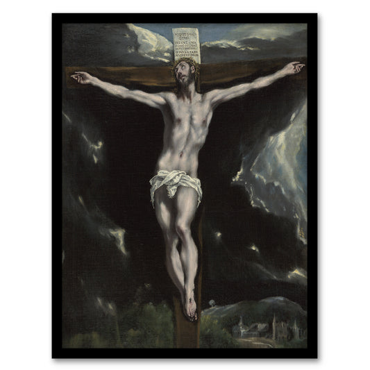Christ on the Cross Cropped Oil Painting El Greco Framed Wall Art Print