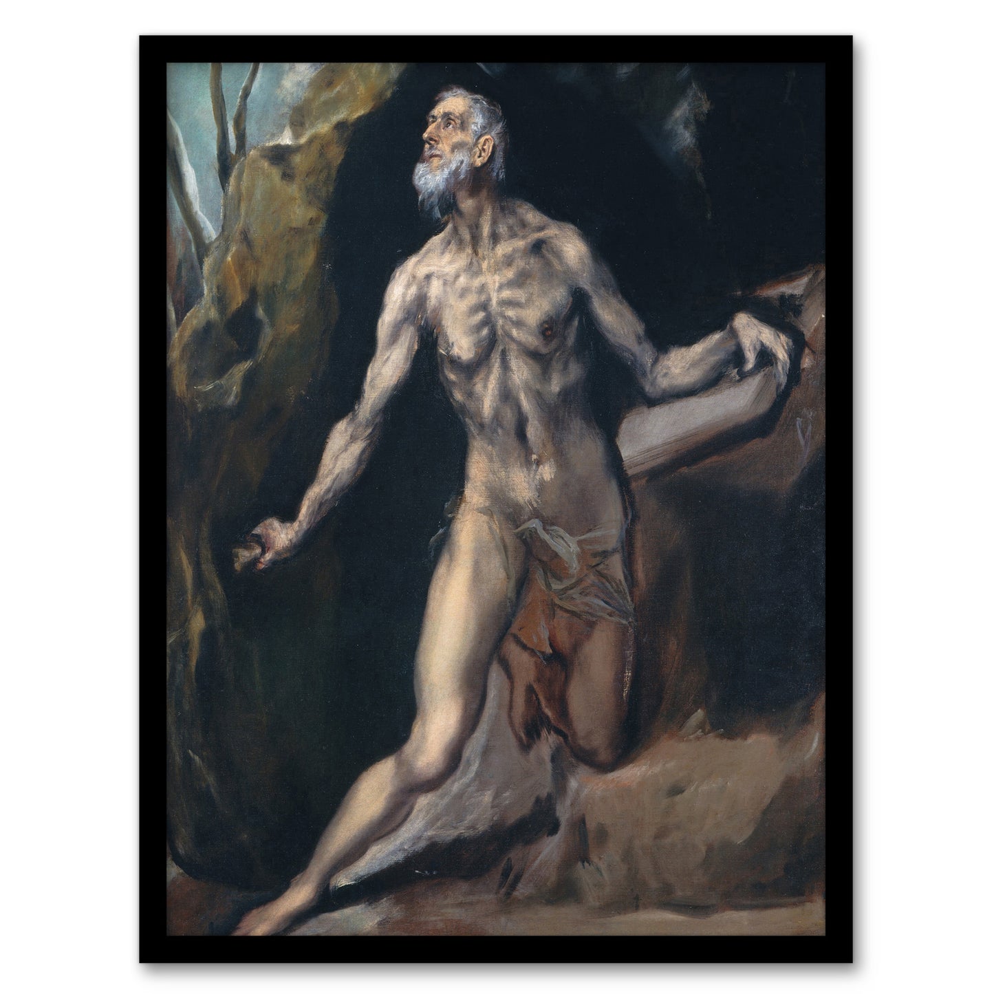 Saint Jerome Penitent Hermit Portrait El Greco Framed Wall Art Print