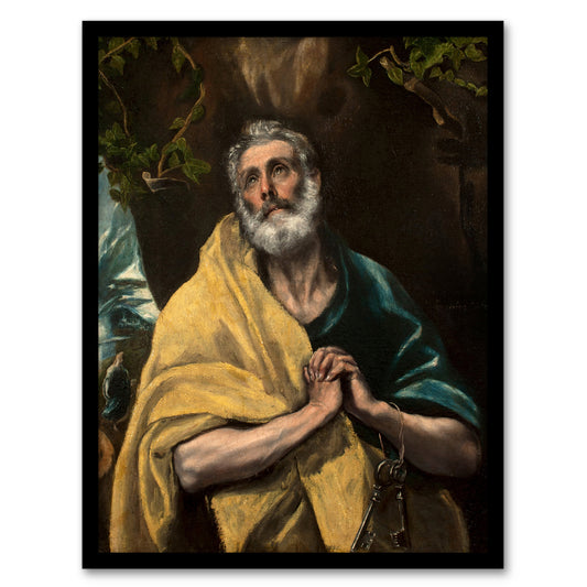 Apostle Guilt Saint Peter in Tears El Greco Framed Wall Art Print