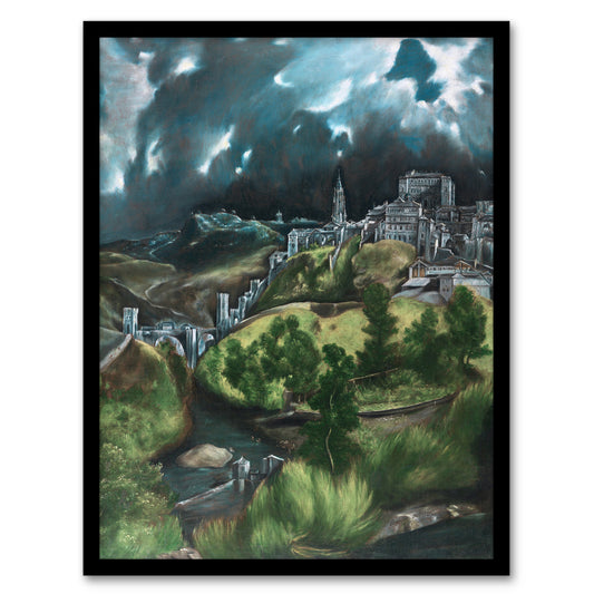 View of Toledo Landscape Painting El Greco Framed Wall Art Print