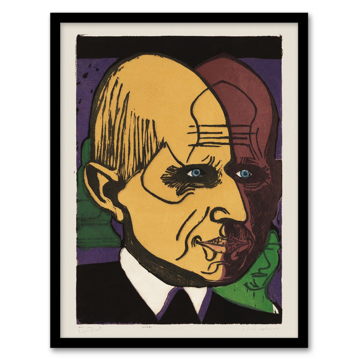 Head of Dr Bauer Colourful Portrait Kirchner Framed Wall Art Print