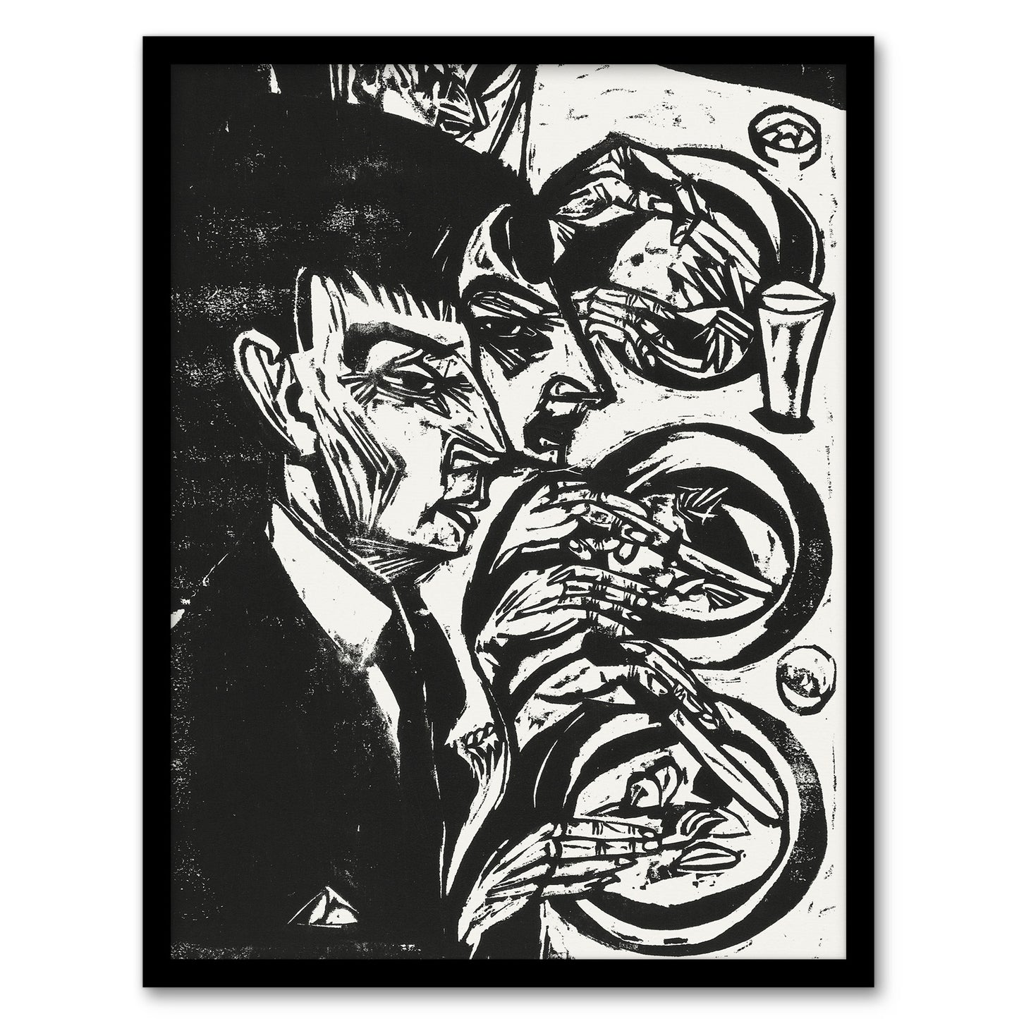 Anxious Nervous People at Dinner Kirchner Framed Wall Art Print