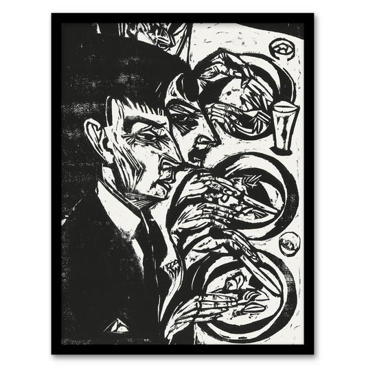 Anxious Nervous People at Dinner Kirchner Framed Wall Art Print