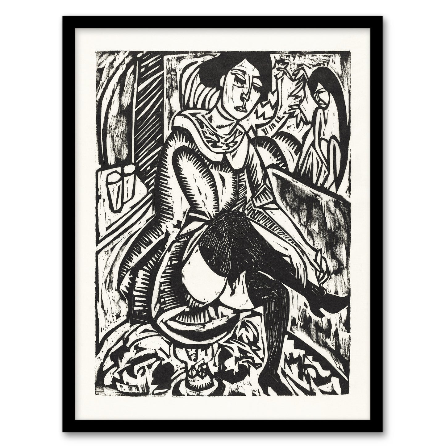 Woman Tying Her Shoe Ernst Ludwig Kirchner Framed Wall Art Print