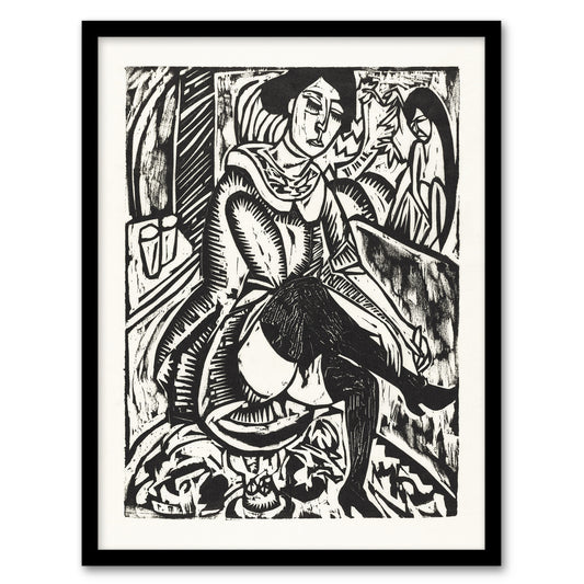 Woman Tying Her Shoe Ernst Ludwig Kirchner Framed Wall Art Print
