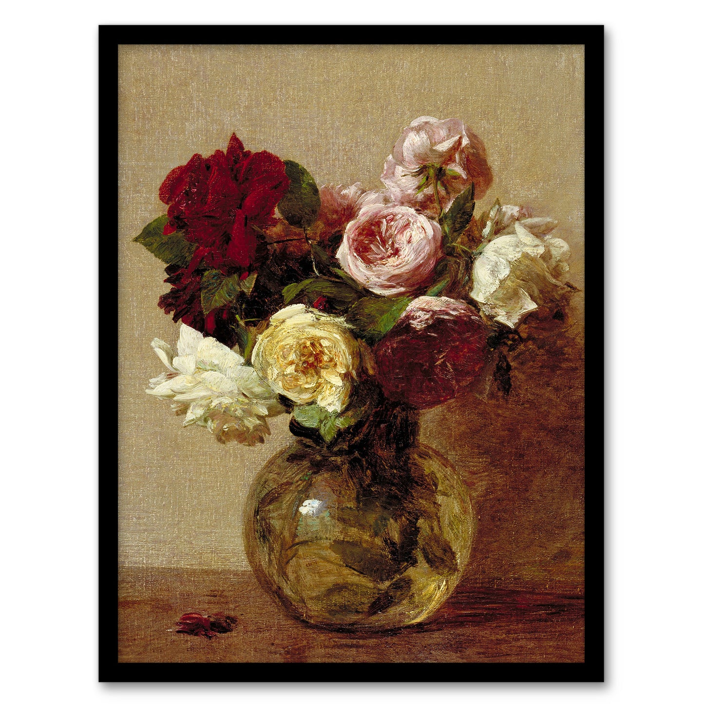 Rose Bouquet in Glass Vase Still Life Latour Framed Wall Art Print