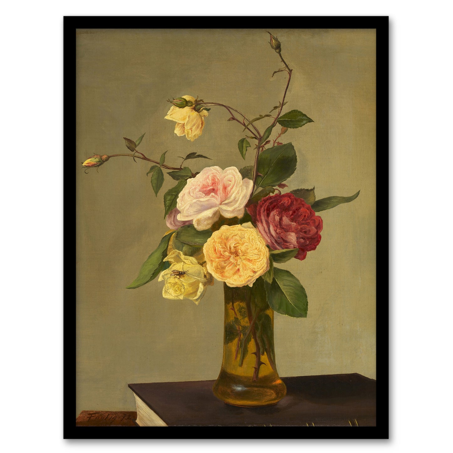 Still Life Bouquet Roses in a Vase Latour Framed Wall Art Print