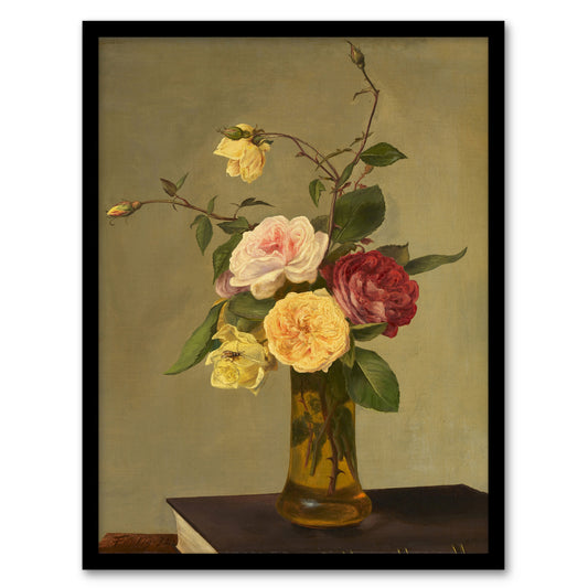 Still Life Bouquet Roses in a Vase Latour Framed Wall Art Print