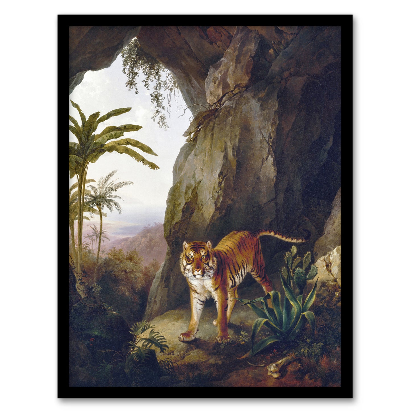 Tiger in Cave Big Cat Oil Painting Agasse Framed Wall Art Print