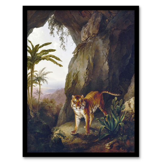 Tiger in Cave Big Cat Oil Painting Agasse Framed Wall Art Print