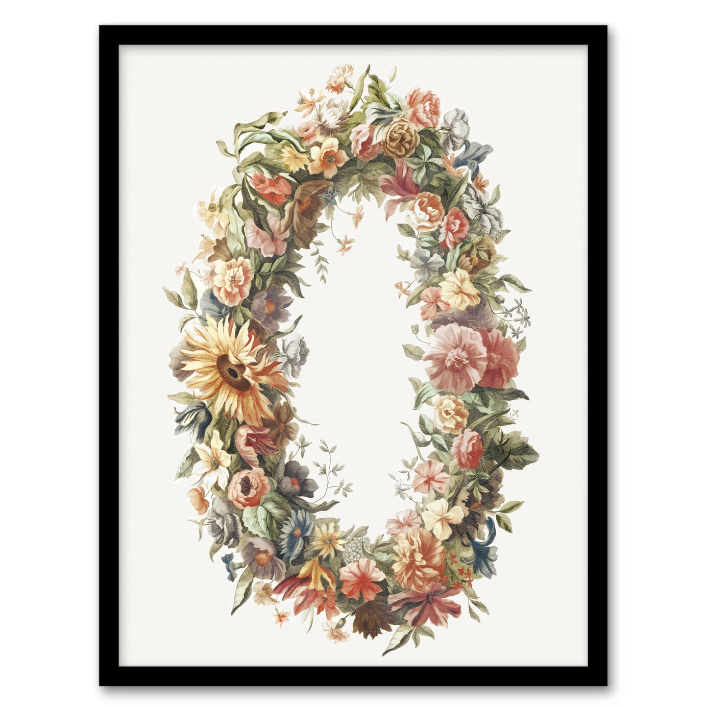 Summer Flower Wreath Illustration Teyler Framed Wall Art Print