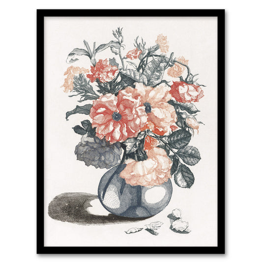 Still Life Pink Roses in Glass Vase Teyler Framed Wall Art Print