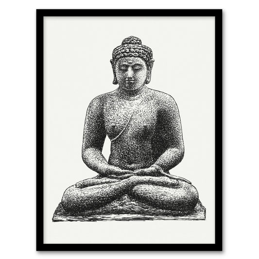 Buddha On The Borobudur Drawing Leo Gestel Framed Wall Art Print