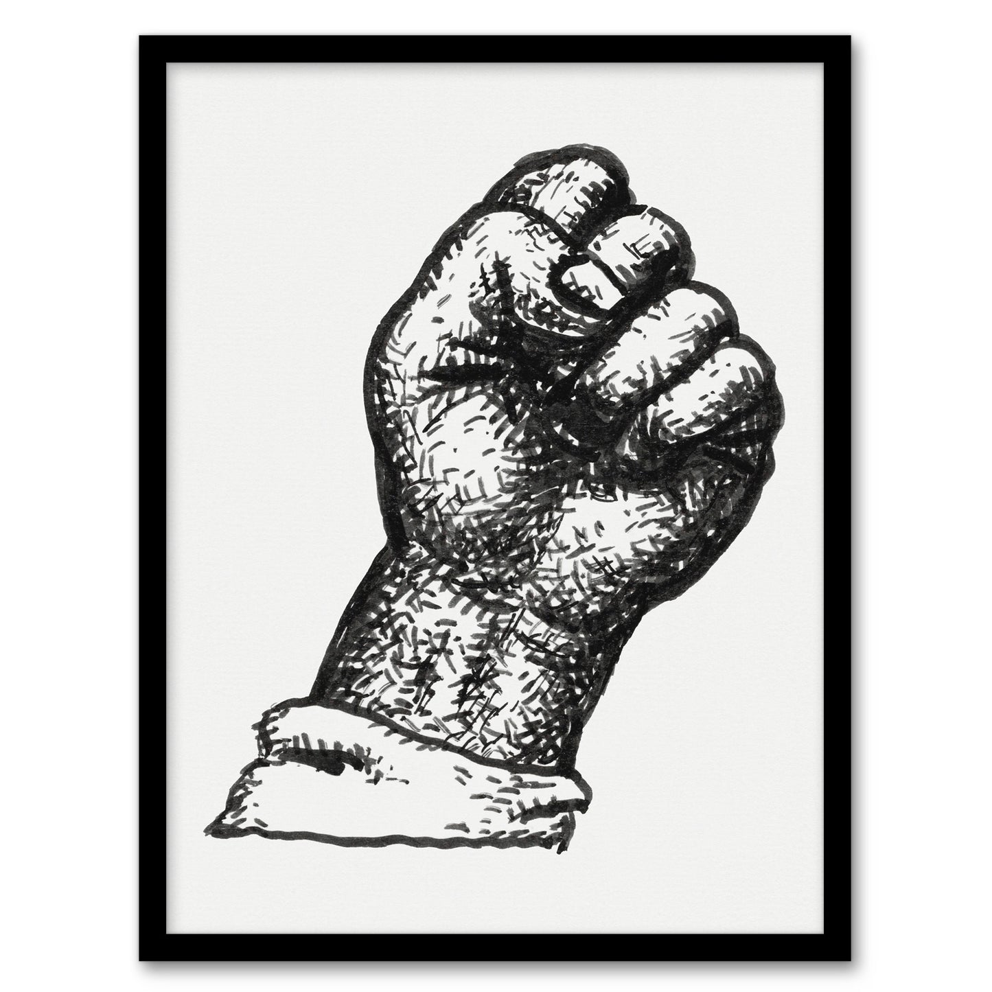 Clenched Fist Black and White Drawing Gestel Framed Wall Art Print
