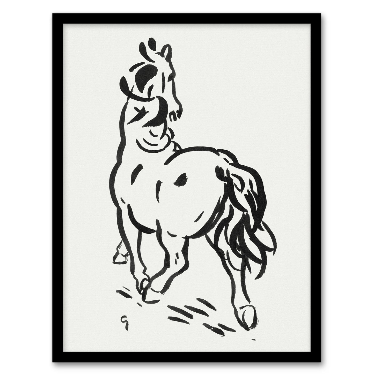 Horse Black And White Ink Sketch Leo Gestel Framed Wall Art Print