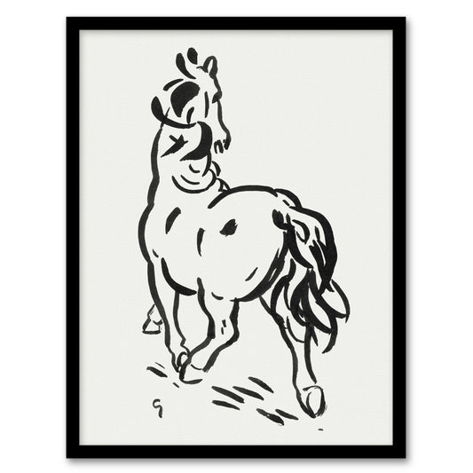 Horse Black And White Ink Sketch Leo Gestel Framed Wall Art Print