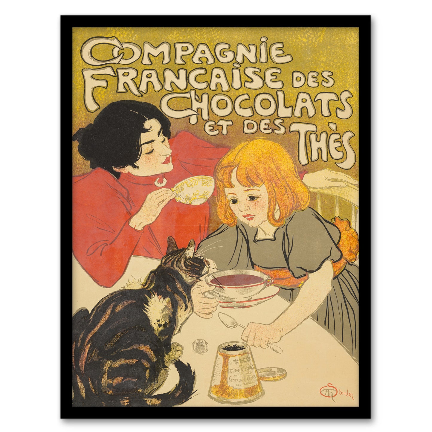 Chocolate And Tea French Vintage Advert Steinlen Framed Wall Art Print