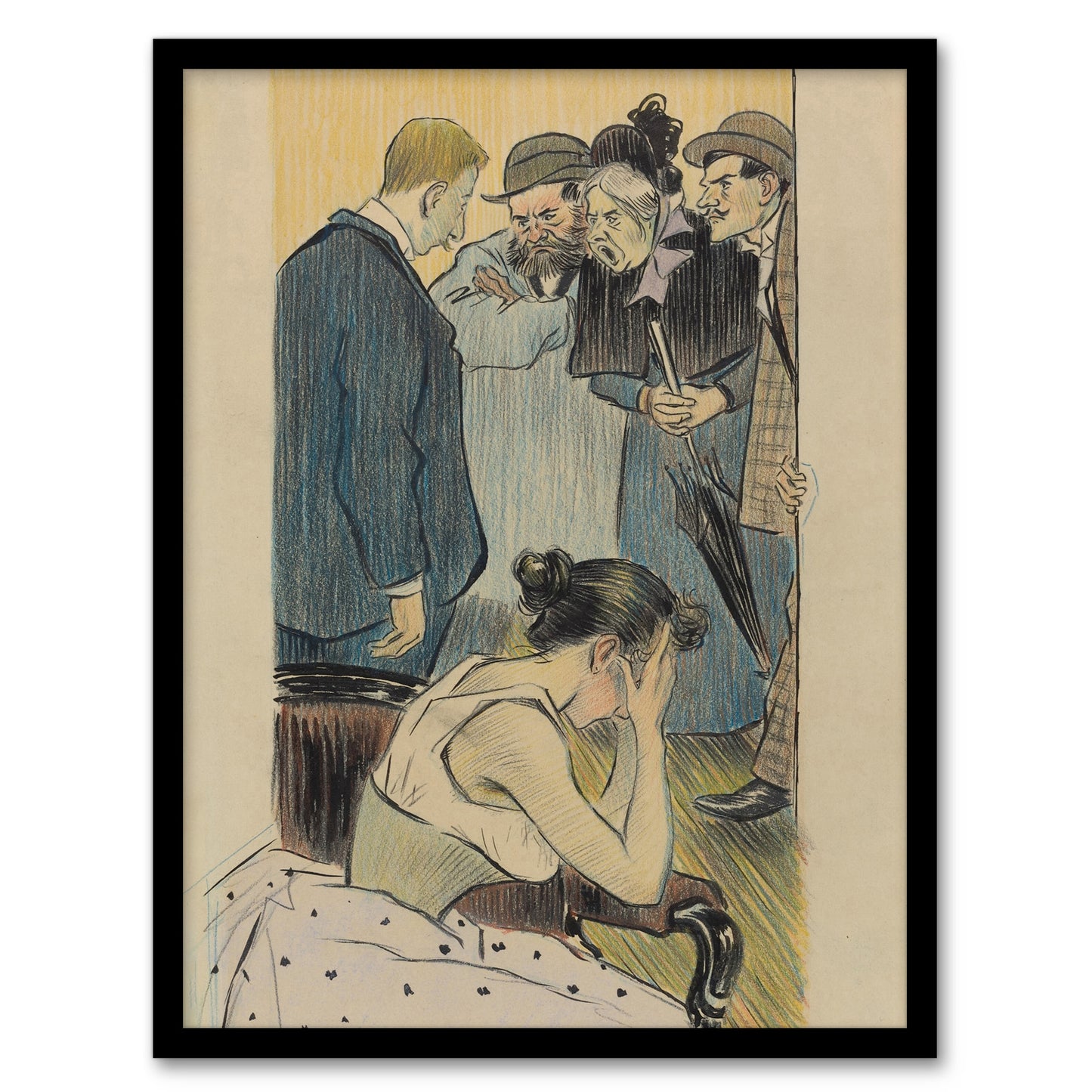 Family Argument Satirical Painting Steinlen Framed Wall Art Print