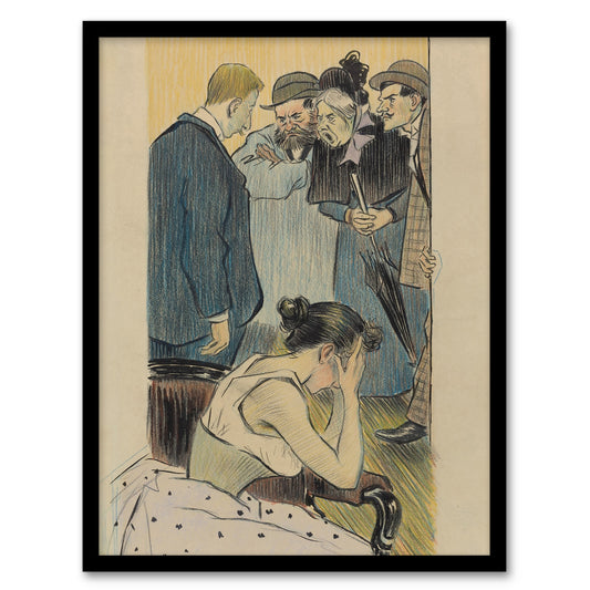 Family Argument Satirical Painting Steinlen Framed Wall Art Print