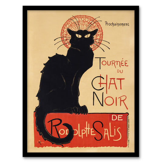 Black Cat Chat Noir Cabaret Vintage Ad Steinlen Framed Wall Art Print