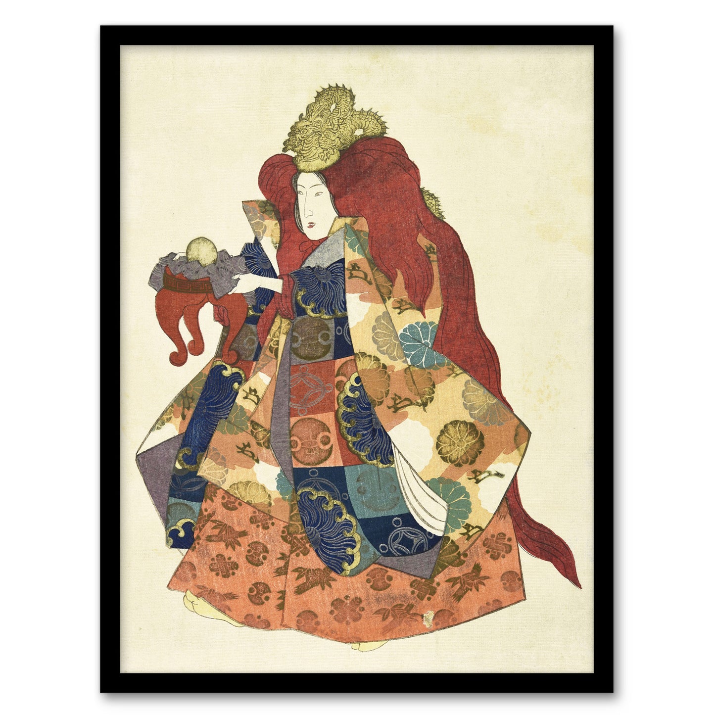 Sea God Riujin Japanese Kabuki Actor Kuniyoshi Framed Wall Art Print