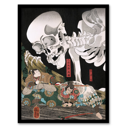 Mitsukuni Defying the Skeleton Specter Kuniyoshi Framed Wall Art Print