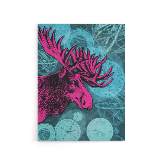 Moose Clocks Steampunk Canvas Wall Art Print