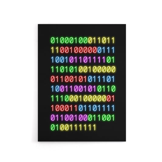 Binary Do You Even Code Neon Geek Canvas Wall Art Print