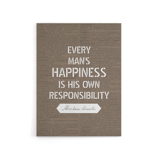 Abraham Lincoln Happiness Quote Canvas Wall Art Print