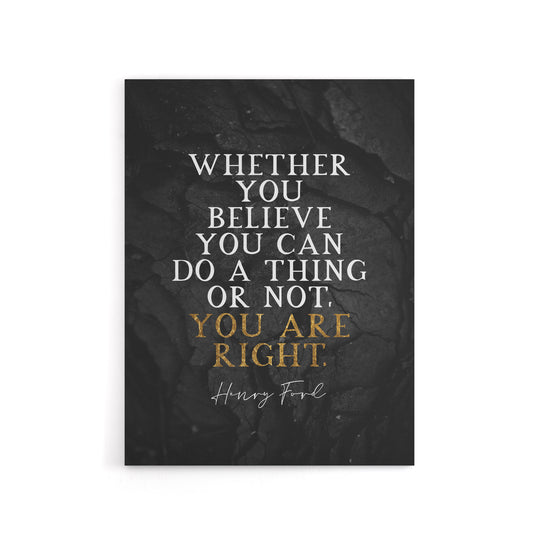 You Are Right Slate Quote Henry Ford Canvas Wall Art Print