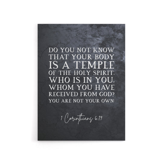 Corinthians 6 19 Body Temple Bible Quote Canvas Wall Art Print