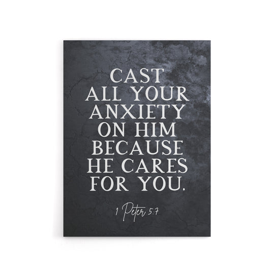 Peter 5 7 Cast Anxiety On Him Bible Quote Canvas Wall Art Print