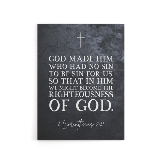 Corinthians 5 21 No Sin Bible Quote Canvas Wall Art Print