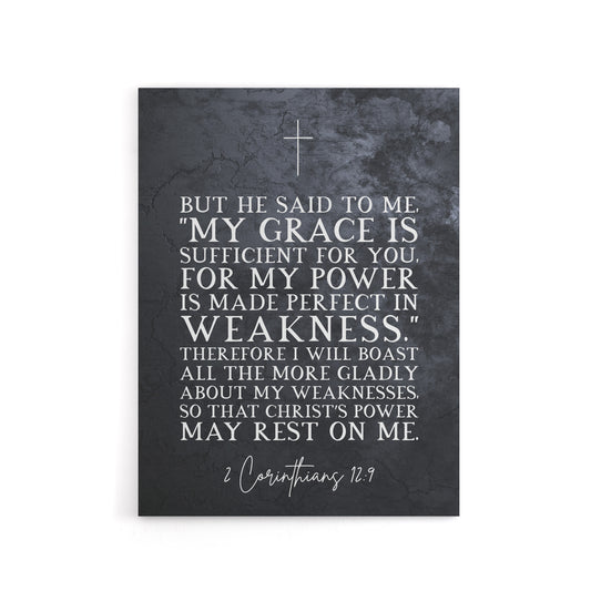Corinthians 12 9 Christian Bible Quote Canvas Wall Art Print
