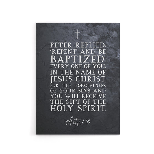 Acts 2 38 Repent And Be Baptized Bible Quote Canvas Wall Art Print