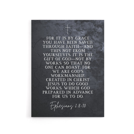 Ephesians 2 8 10 Saved by Faith Bible Quote Canvas Wall Art Print