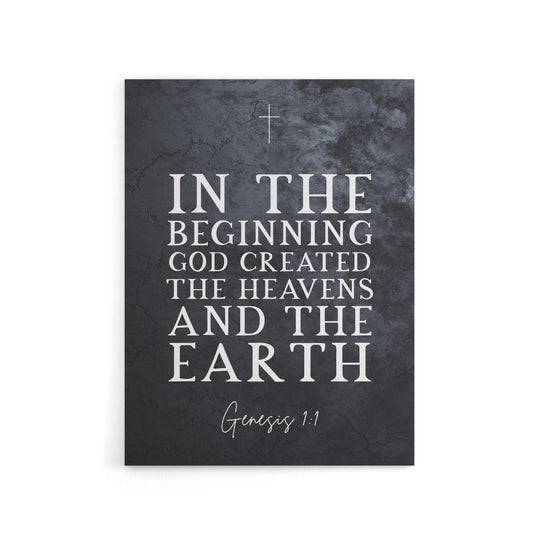 Genesis 1 GOD Created Heavens Earth Bible Quote Canvas Art