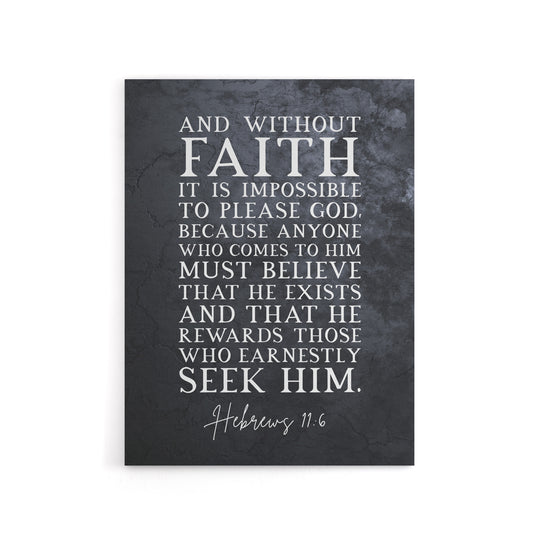 Hebrews 11 6 Without Faith It Is Bible Quote Canvas Wall Art Print