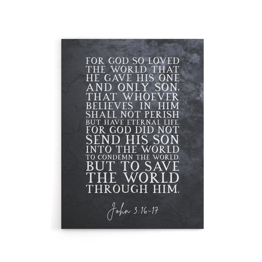 John 3 16 17 Eternal Life Sent His Bible Quote Canvas Wall Art Print